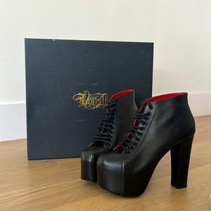 VonD Trooper Black Vegan Leather Heel Ankle Boots Size 8